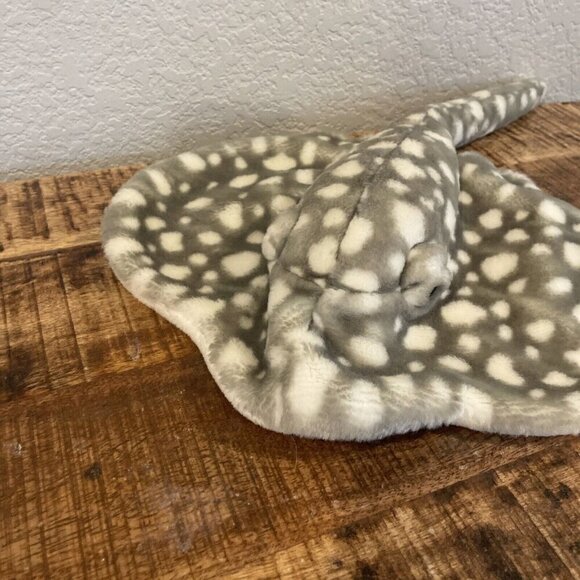 STINGRAY PLUSH Stuffed Animal Plush Toy Gray White Polka Dots - Picture 4 of 9